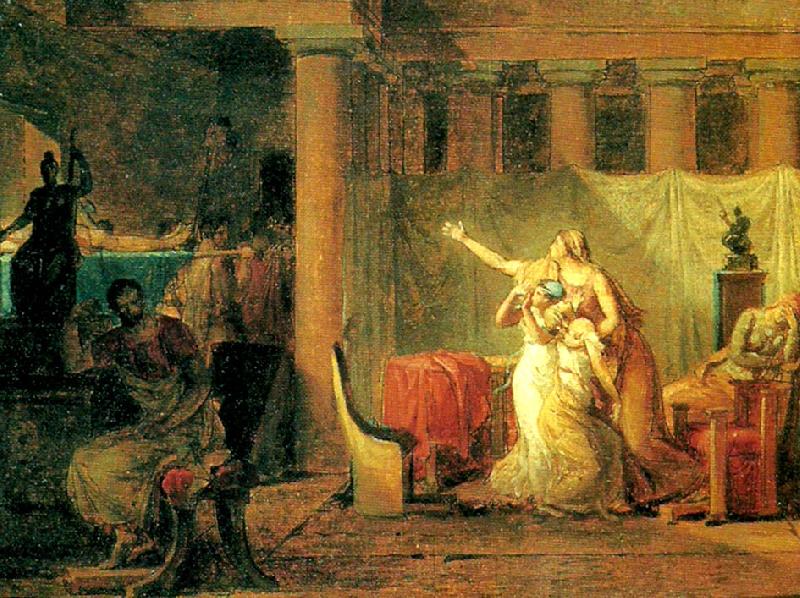Jacques-Louis  David liktorerna hemfor till brutus hans soners lik Spain oil painting art